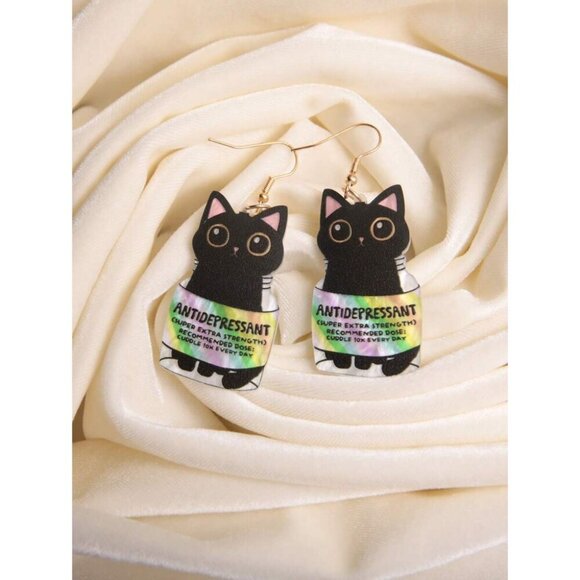 Women Funky Jewelry Funny Cute Statement Acrylic Resin Drop Dangle Earrings - Picture 2 of 2